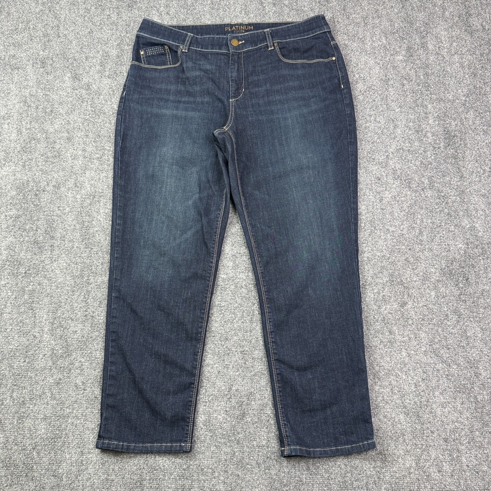 Chicos Platinum Womens Jeans Size 2 US 12 Ultimate Fit Stretch Dark Wash Denim
